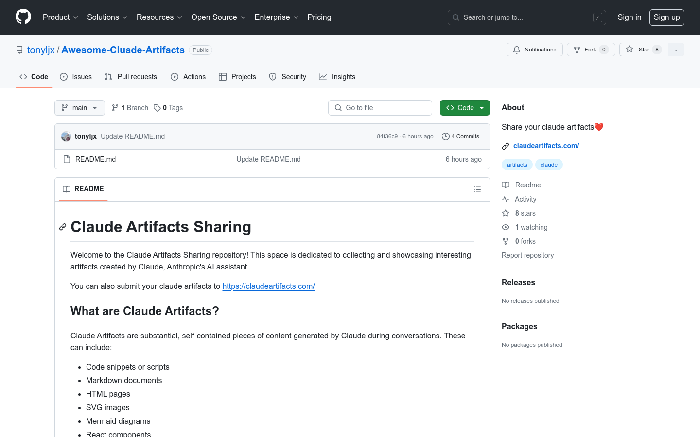 Awesome Cluade Artifacts