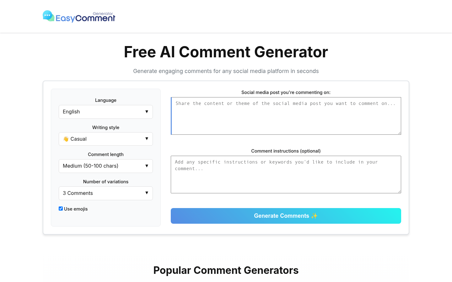 Easy Comment Generator