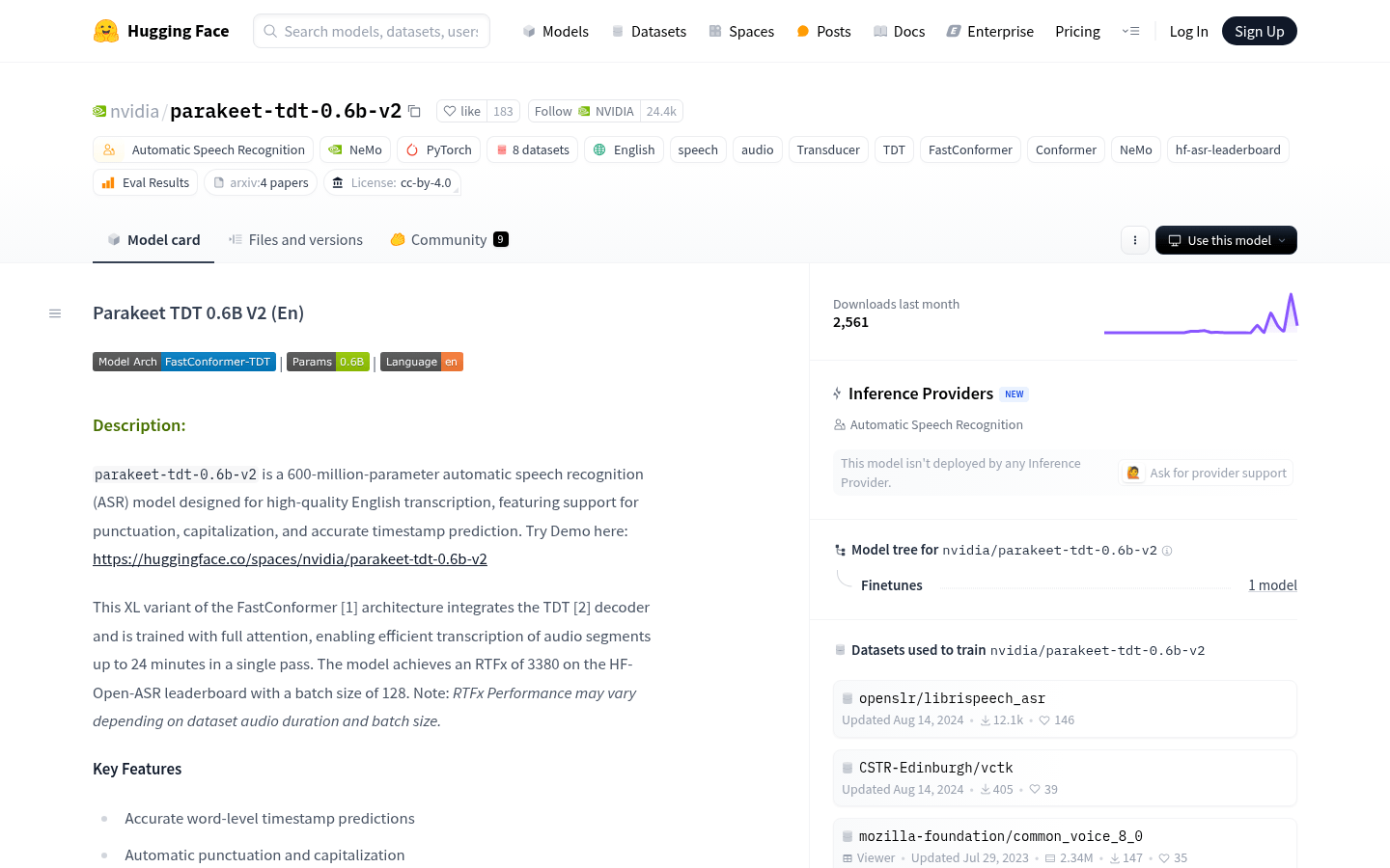 Parakeet Tdt 0.6b V2
