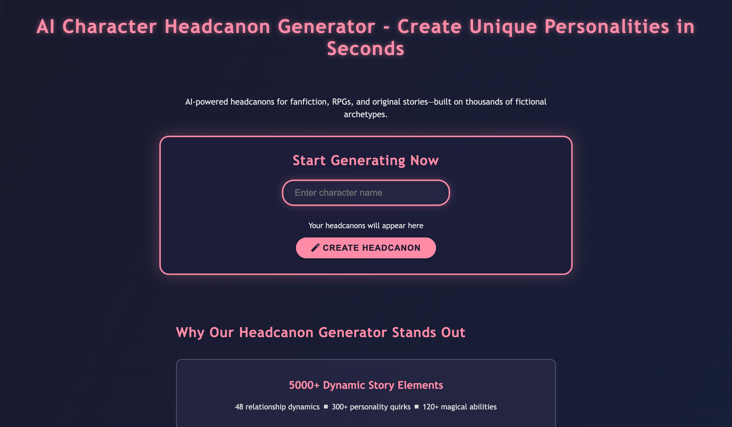 Ultimate Character Headcanon Generator