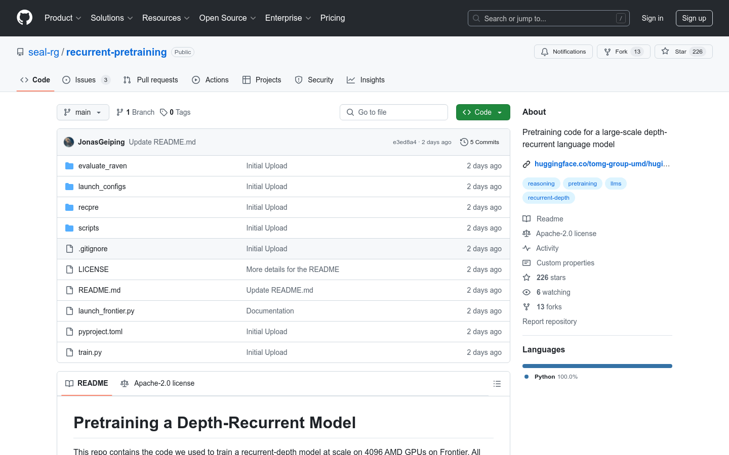 Recurrent Pretraining