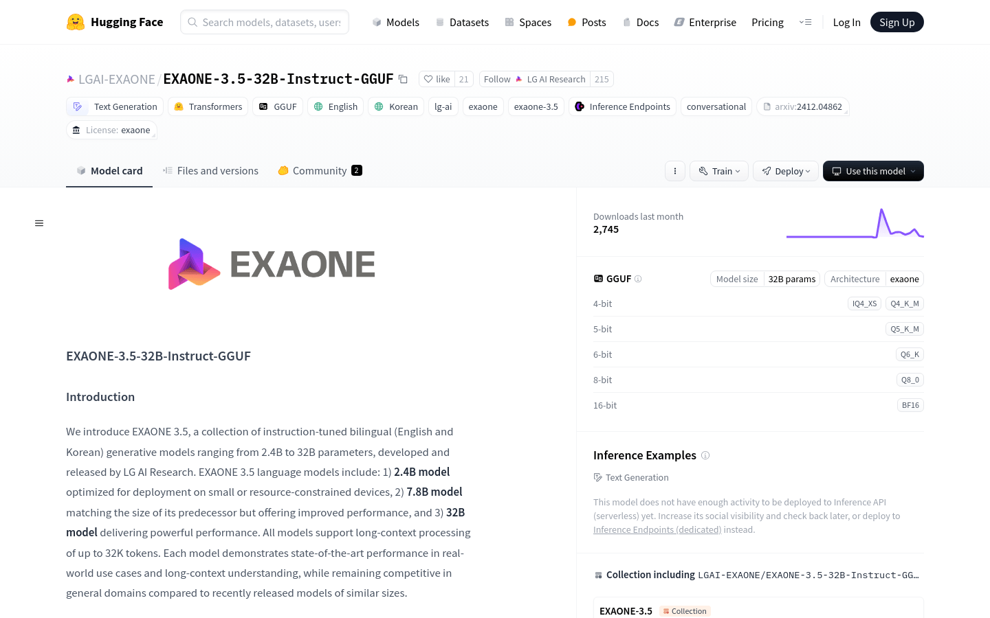 EXAONE 3.5 32B Instruct GGUF