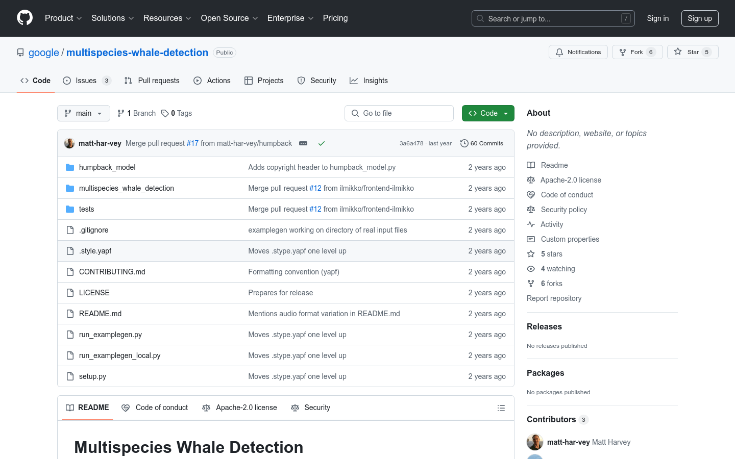 Multispecies Whale Detection