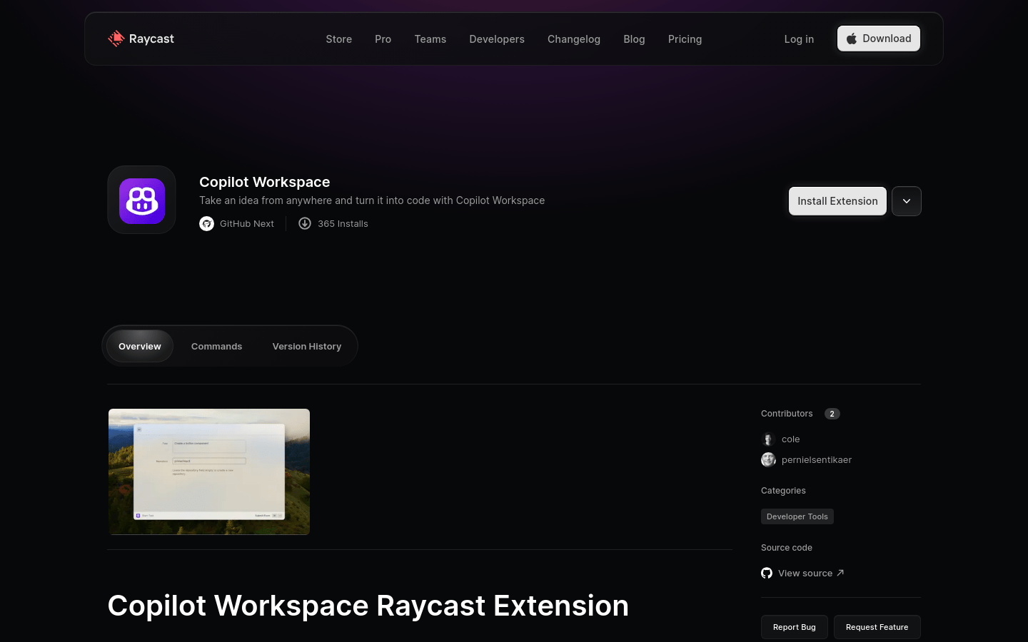 Copilot Workspace Raycast Extension