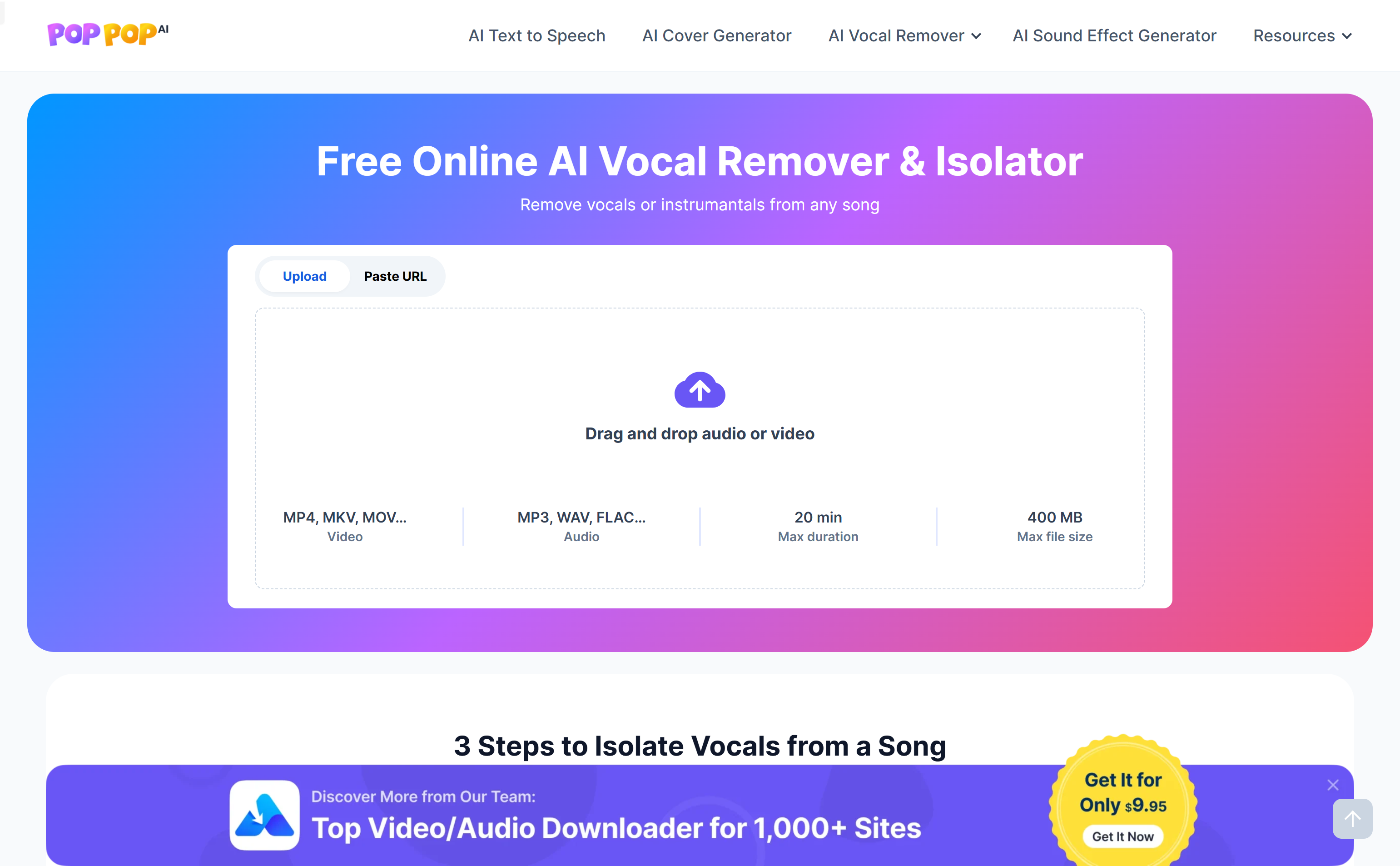 Poppop AI Vocal Remover