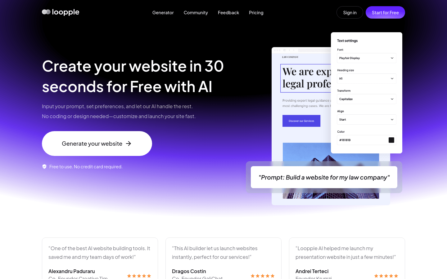 Loopple AI Website Builder