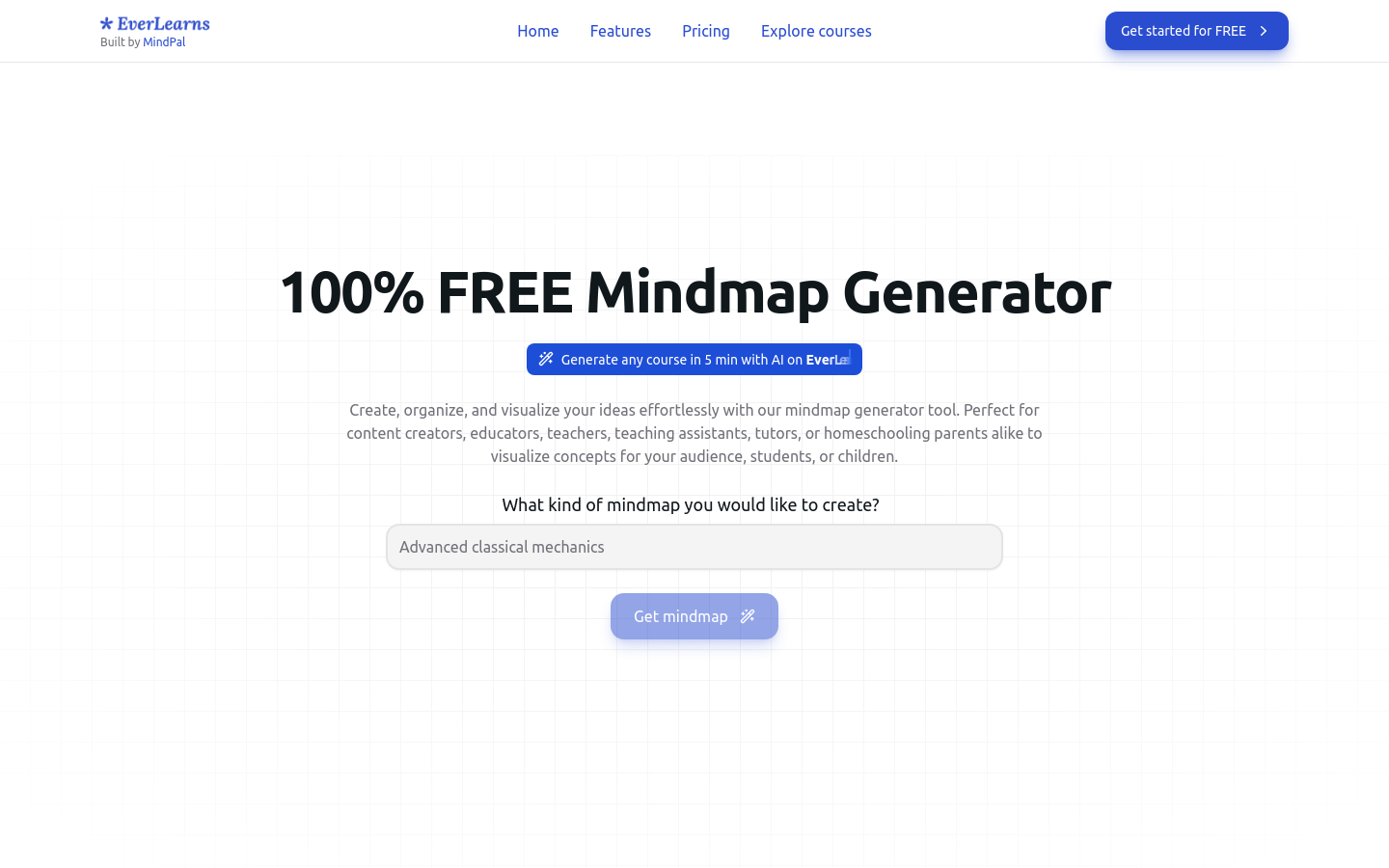 100% FREE Mindmap Generator