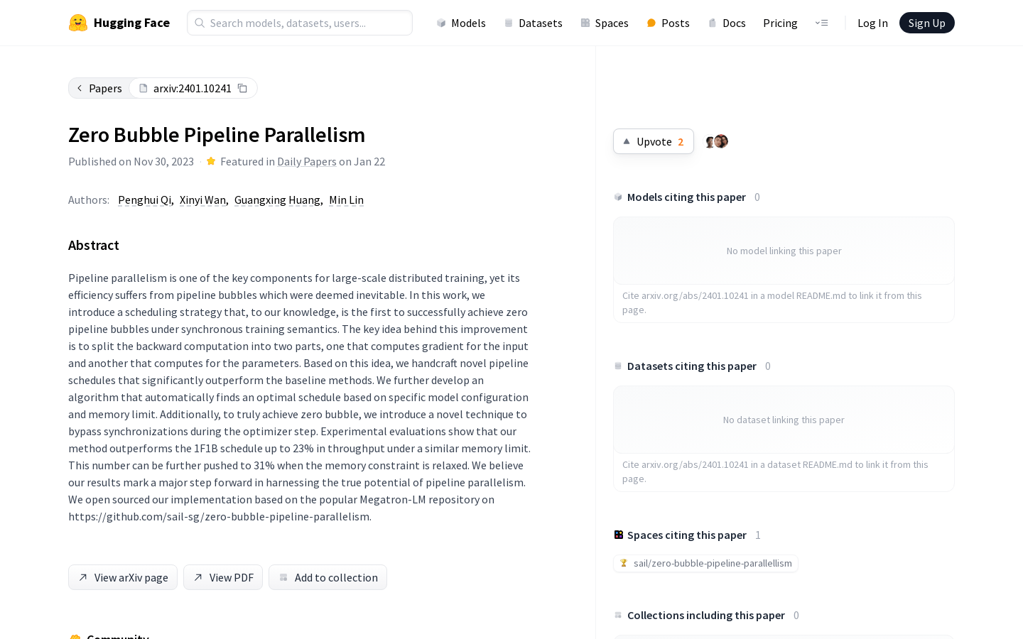 Zero Bubble Pipeline Parallelism