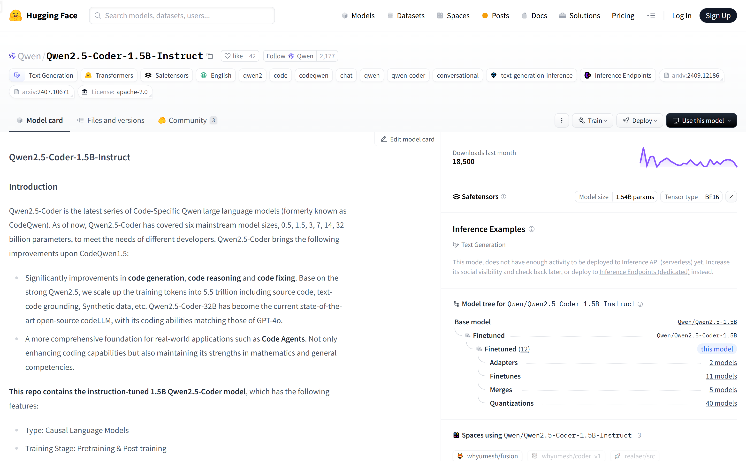 Qwen2.5 Coder 1.5B Instruct