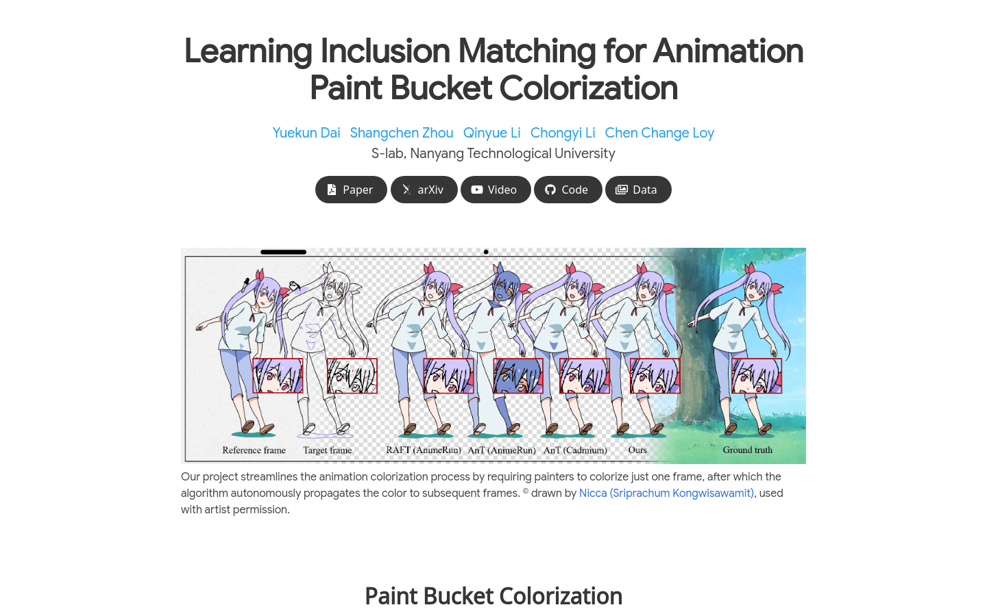 Learning Inclusion Matching For Animation Paint Bucket Colorization