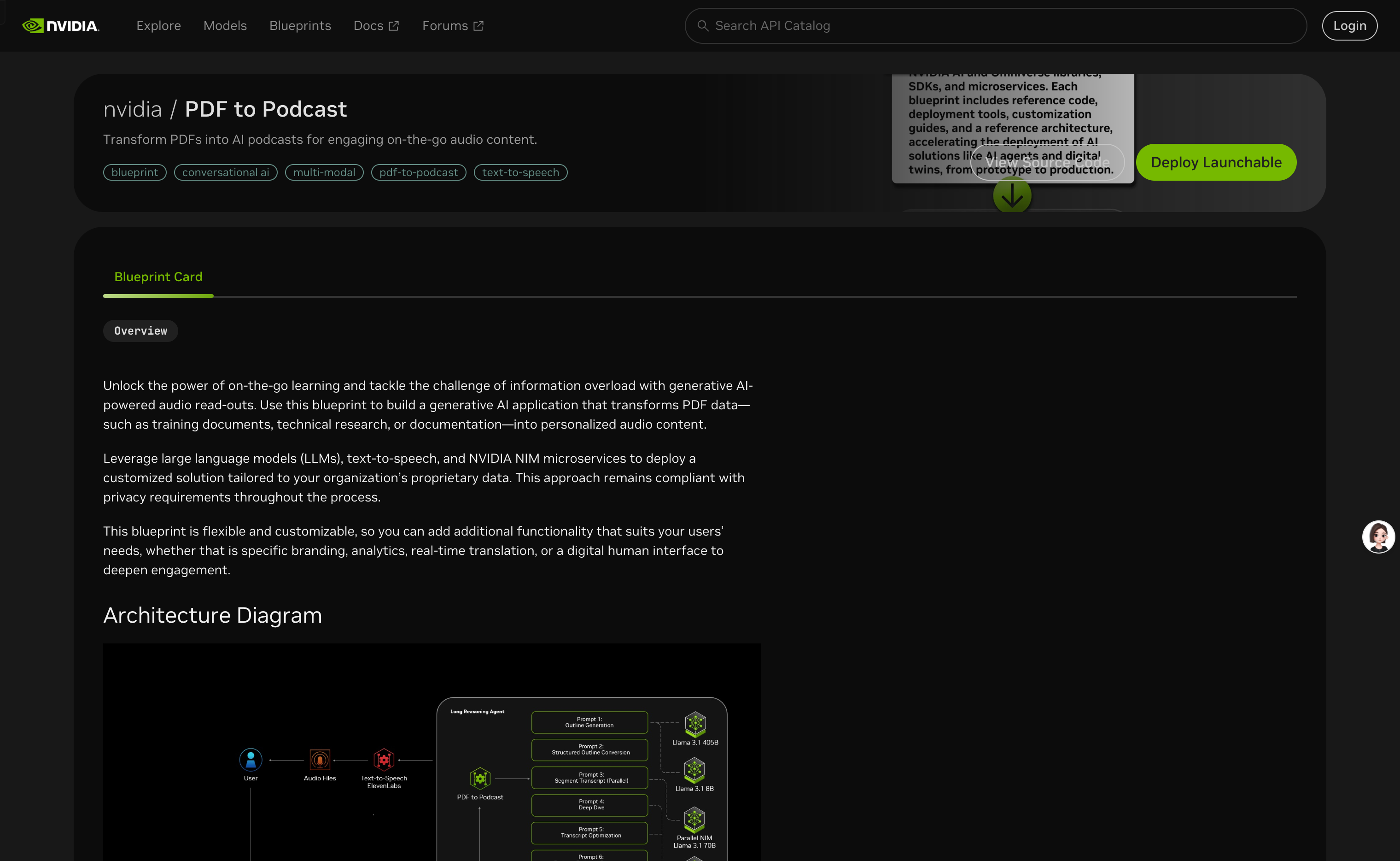 PDF To Podcast Blueprint By NVIDIA