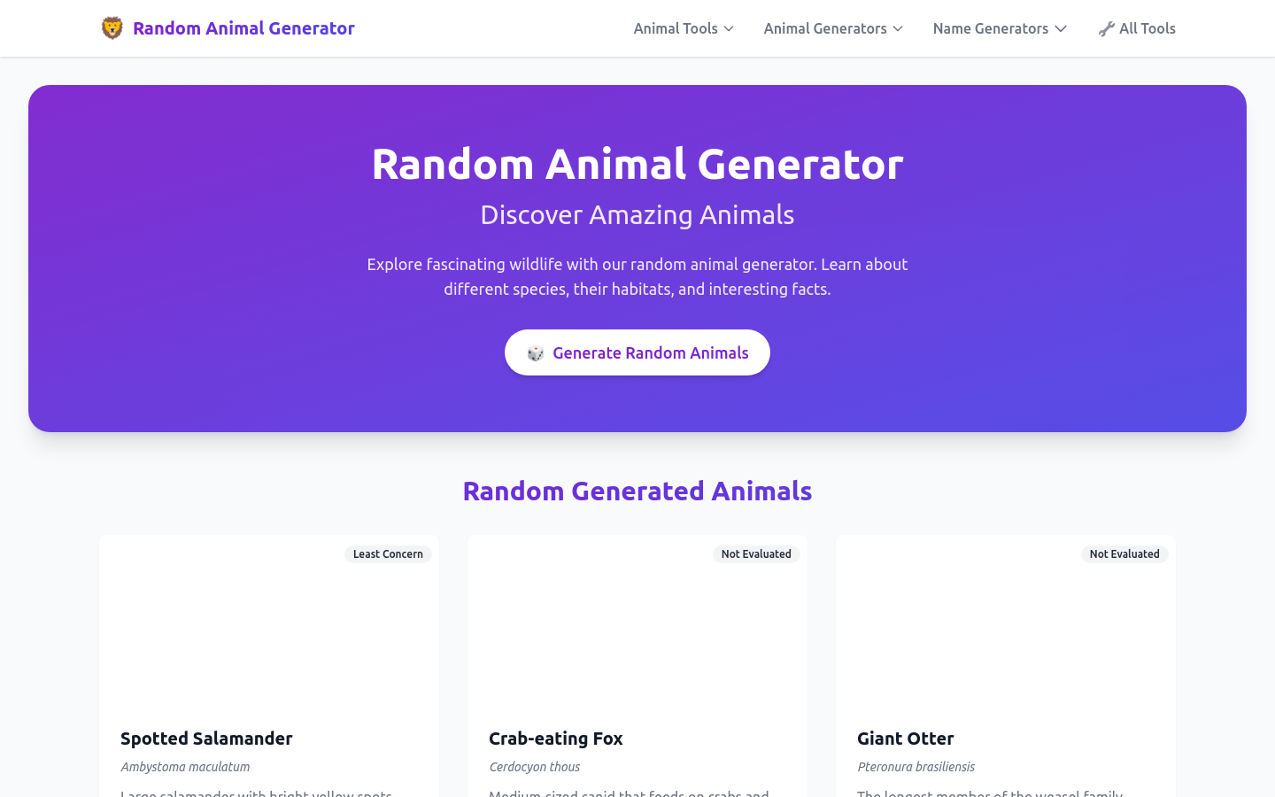 Random Animal Generator.org