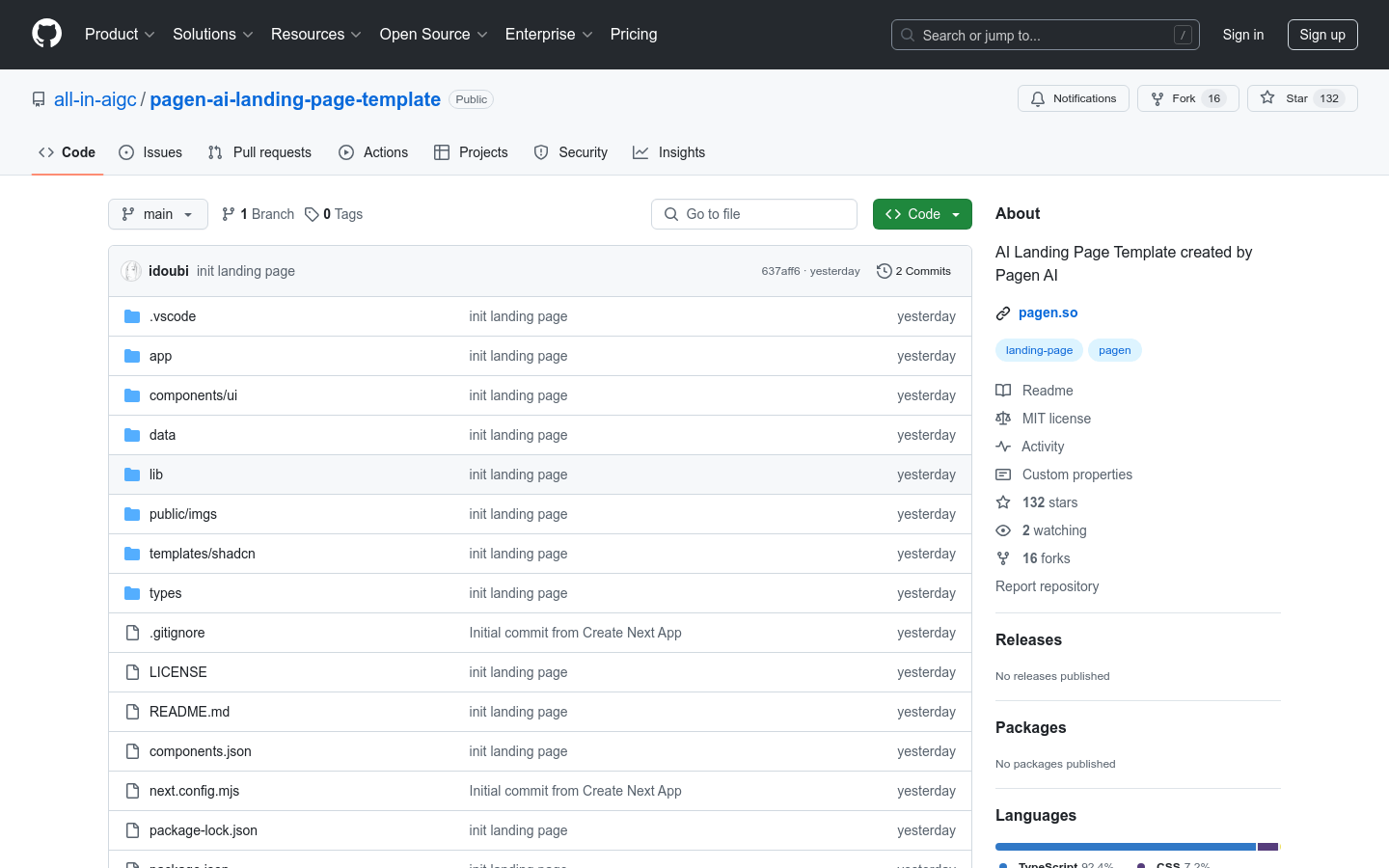 Pagen AI Landing Page Template