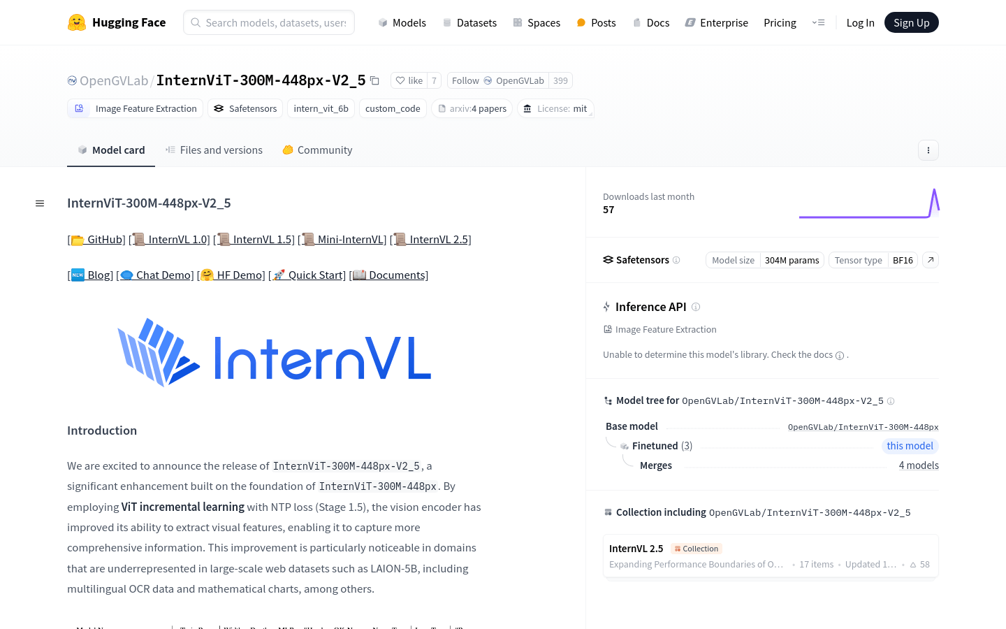 Internvit 300M 448px V2 5