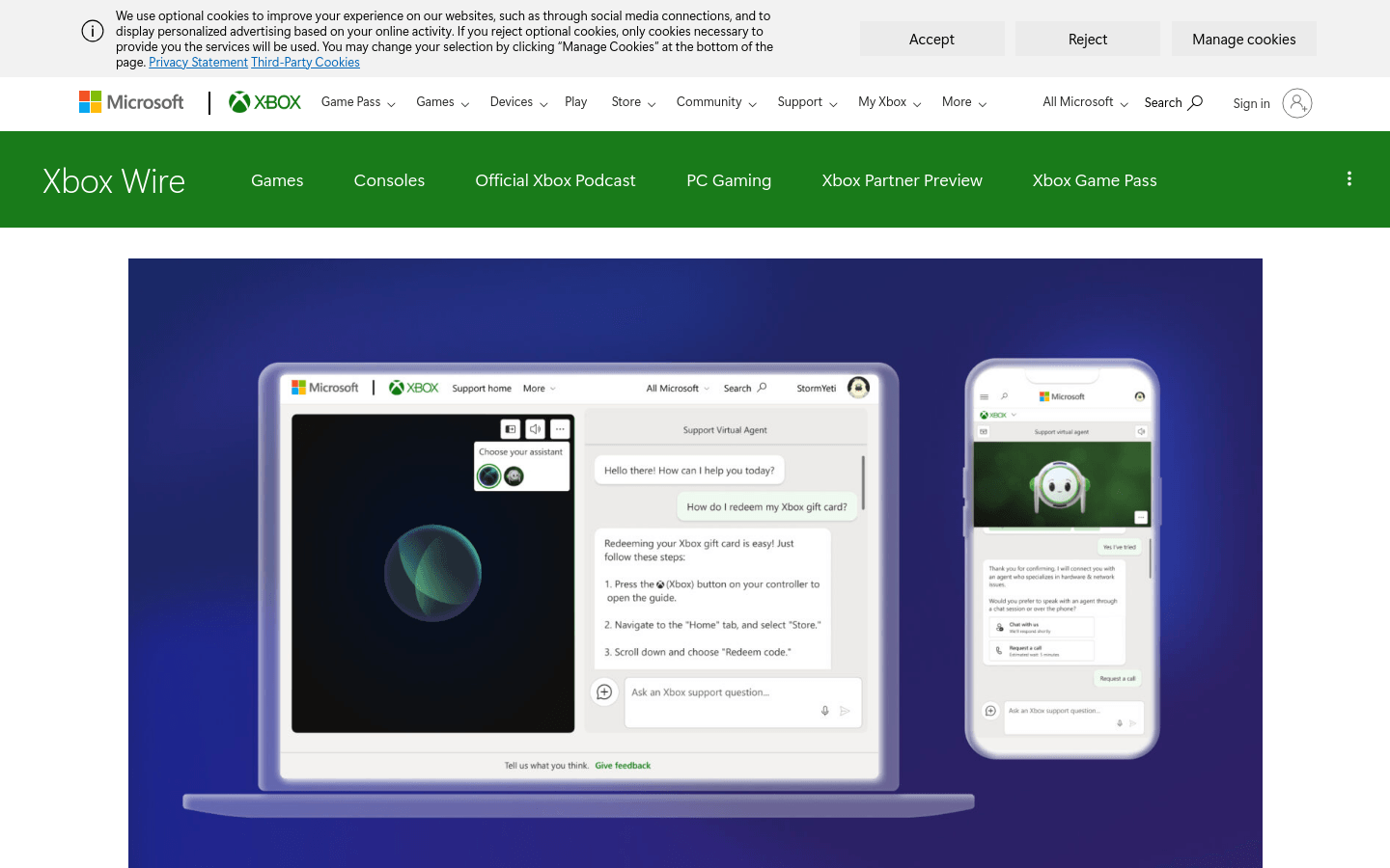Xbox Support Virtual Agent