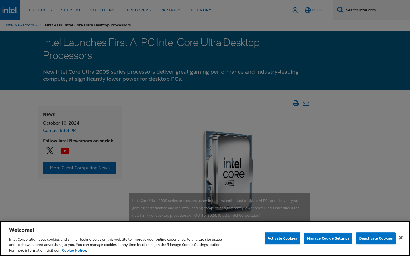 Intel Core Ultra Desktop Processors