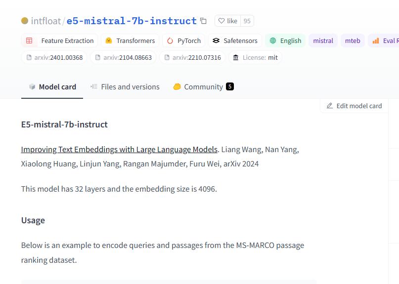 Intfloat/e5 Mistral 7b Instruct