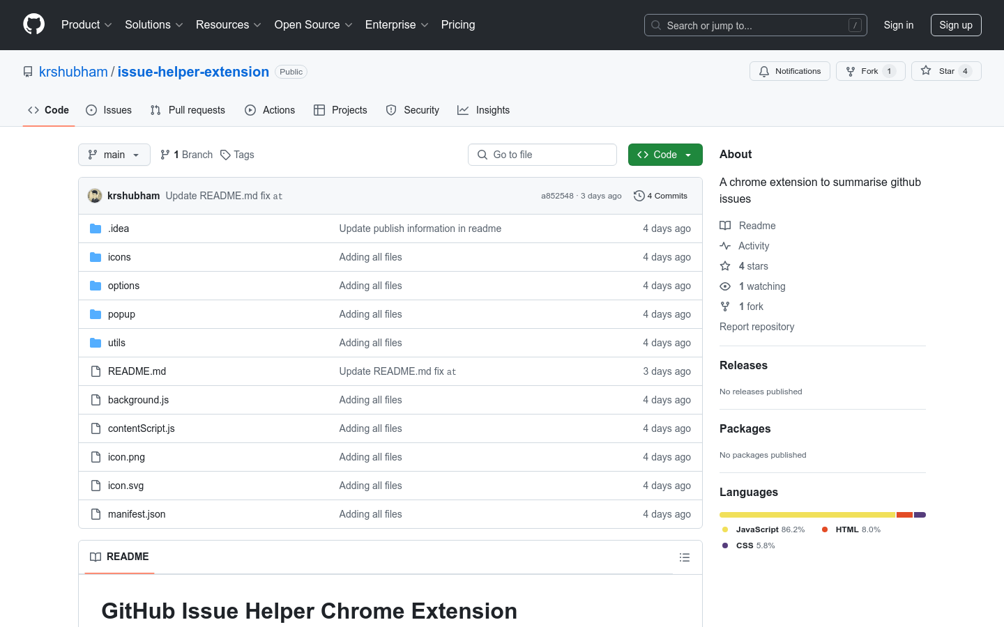 Github Issue Helper Chrome Extension