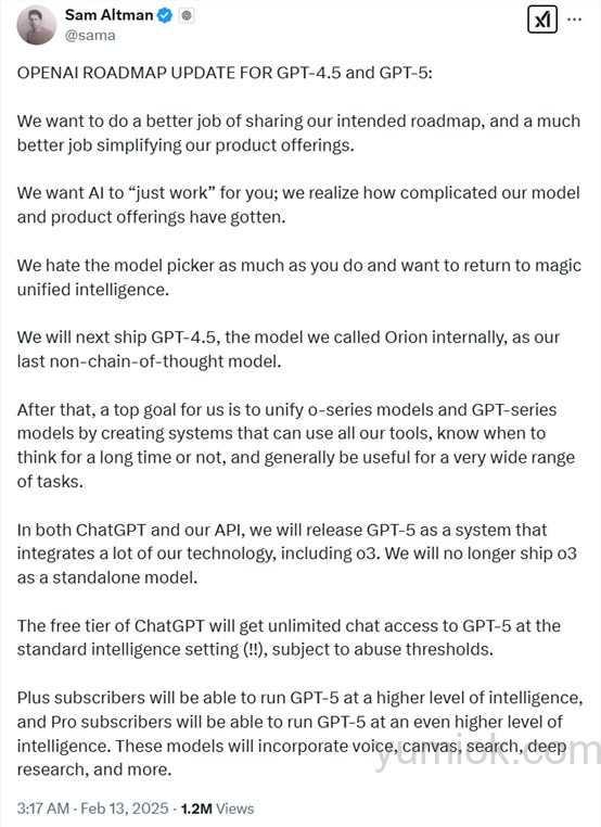 OpenAI火力全开，Sam Altman公布GPT-4.5和GPT-5路线图