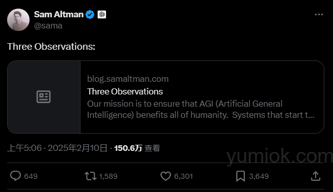 Sam Altman《Three Observations》：AI发展的三大洞察及其深远影响 附原文地址