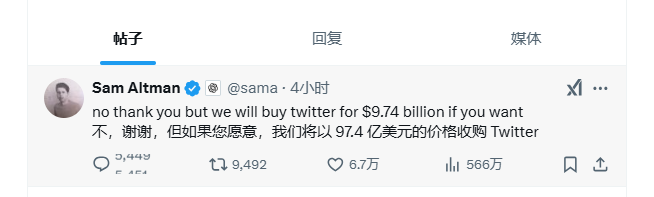 马斯克欲以974亿美元收购OpenAI 奥特曼硬怼：我们也可以收购推特