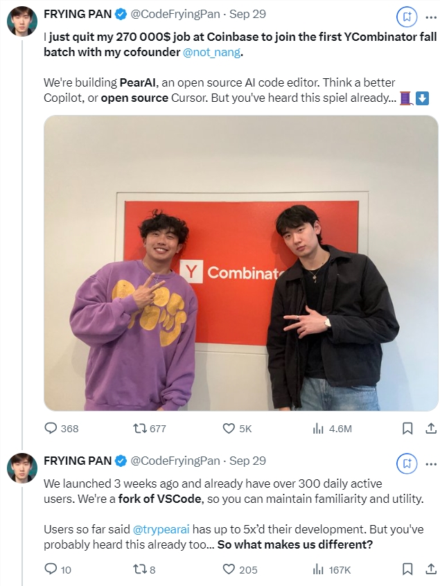 自称开源版Cursor 刚融资350万的PearAI被指抄袭