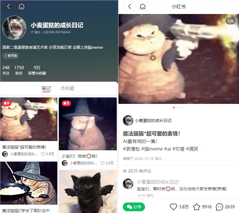 AI魔法猫猫玩法在小红书爆火，单条笔记获赞3.8万、收藏量近1万