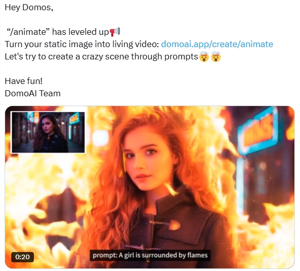 Domo AI发布i2v模型升级：稳定性与提示词理解能力显著提升
