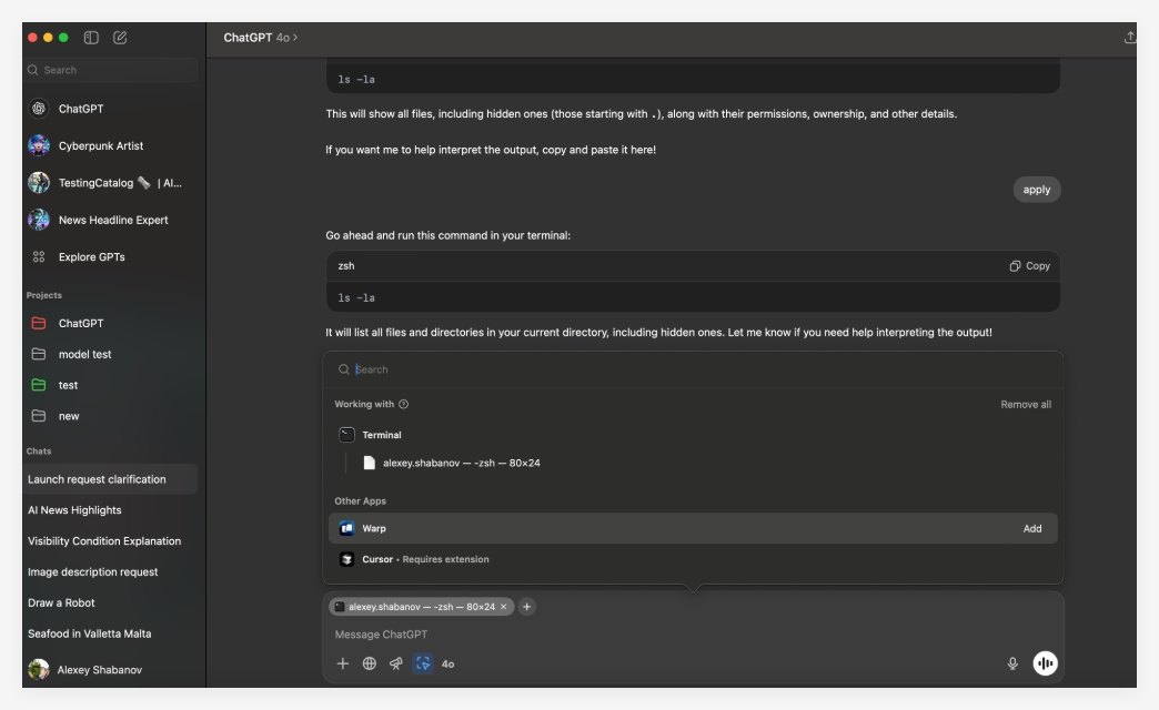 OpenAI正对macOS版ChatGPT的“应用协作” 功能进行重大更新