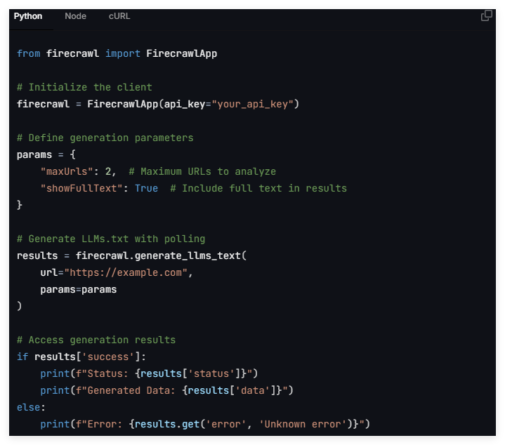 Firecrawl推出LLM.txt API：提供网址即可生成任意网站的LLM.txt