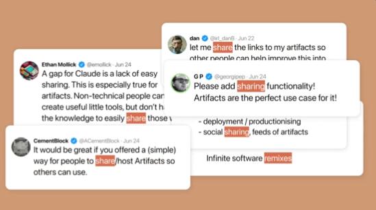 独立开发者狂喜！Claude推Artifacts 分享功能 可在别人基础上修改混合