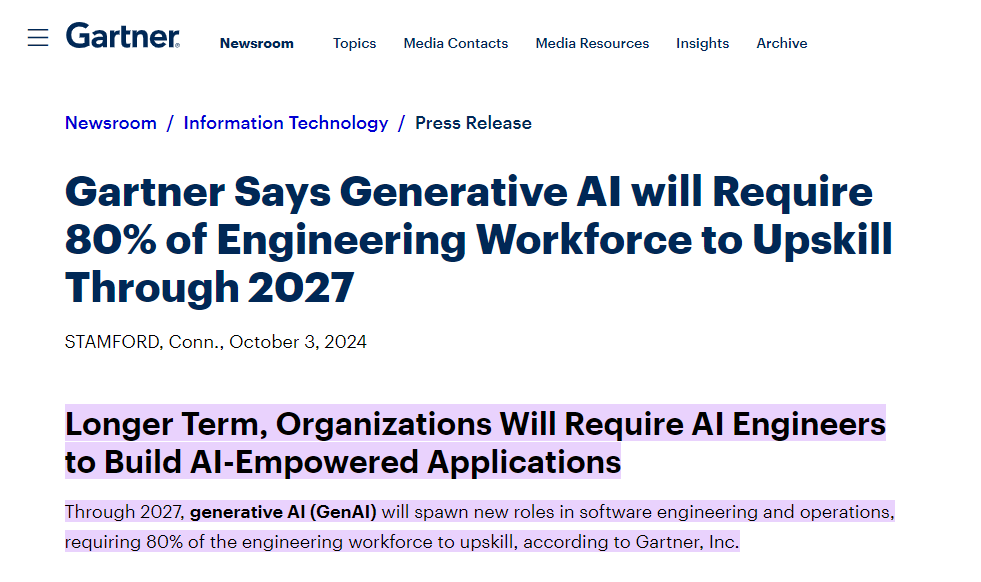 Gartner：到 2027 年，80% 的软件开发者需接受 AI 培训