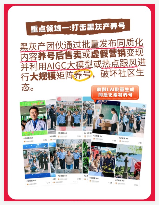 小红书重点打击黑灰产团伙用AIGC大模型大规模矩阵养号行为