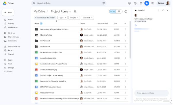 ​谷歌新功能：Gemini AI 可快速总结 Google Drive 文件夹内容