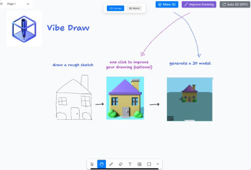 Vibe Draw：将孩子的随手涂鸦一键转3D世界