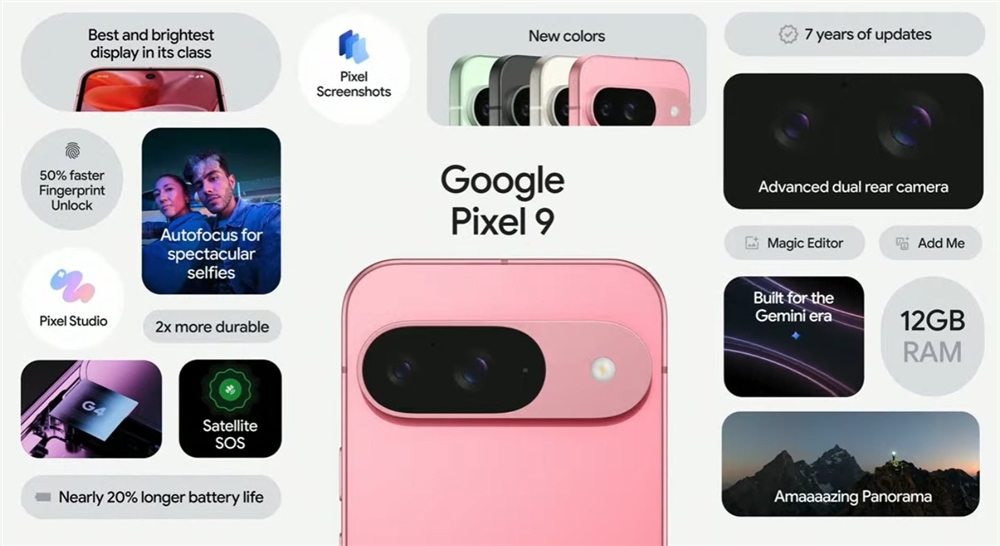 AI加持！谷歌Pixel 9系列手机发布：搭载Tensor G4芯片 支持Gemini