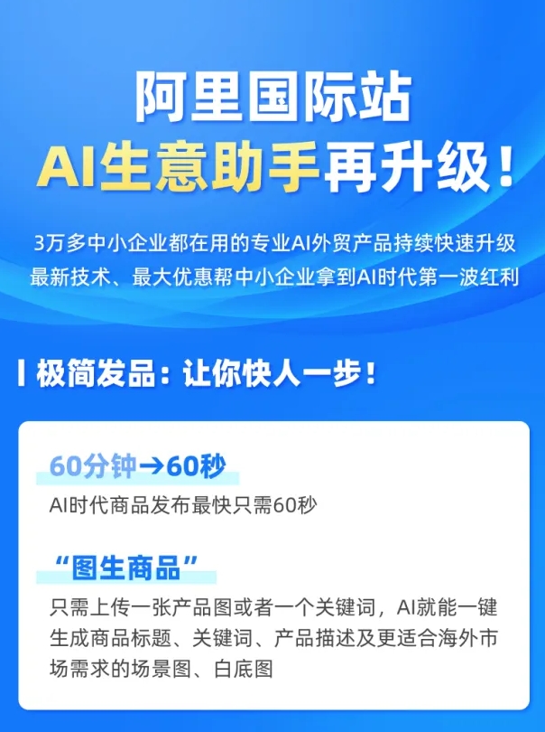 阿里国际站AI生意助手再升级：文本类AI生成能力完全免费