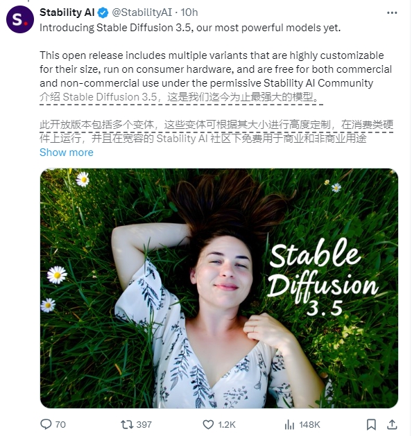 个人可免费商用！Stability AI发布Stable Diffusion3.5系列文生图模型