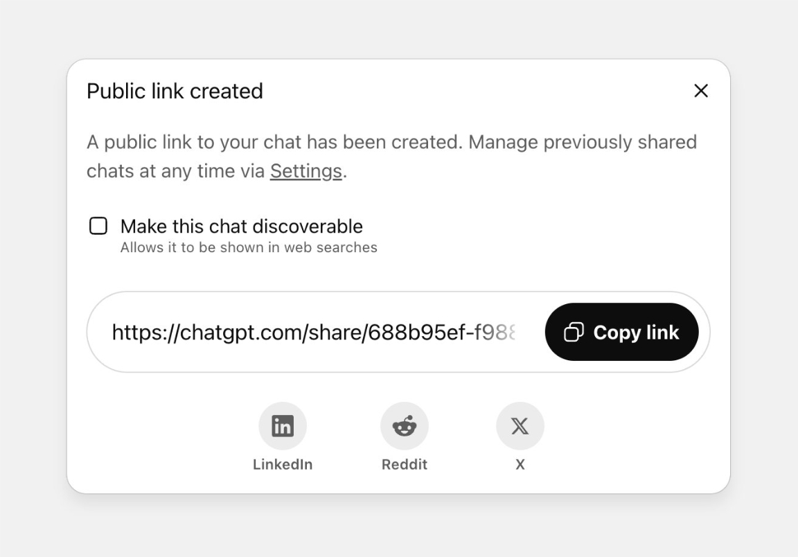 ChatGPT 用户对话意外曝光，被Google和其他搜索引擎索引