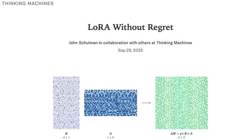 Thinking Machines曝LoRA终极指南：10倍学习率，媲美全参微调